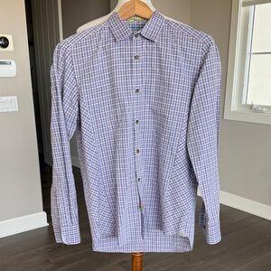 Ted Baker Men's Lavender Checkered Button Down Shirt